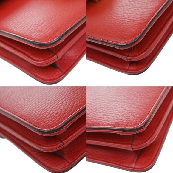 GUCCI Logo Interlocking G Chain Mini Shoulder Bag Leather Red GHW Italy - Picture 16 of 16